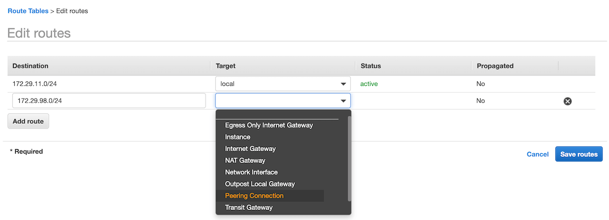 AWS route